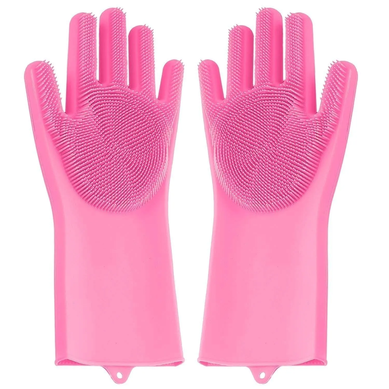 0708 Reusable Silicone Cleaning Brush Scrubber Gloves (Multicolor)