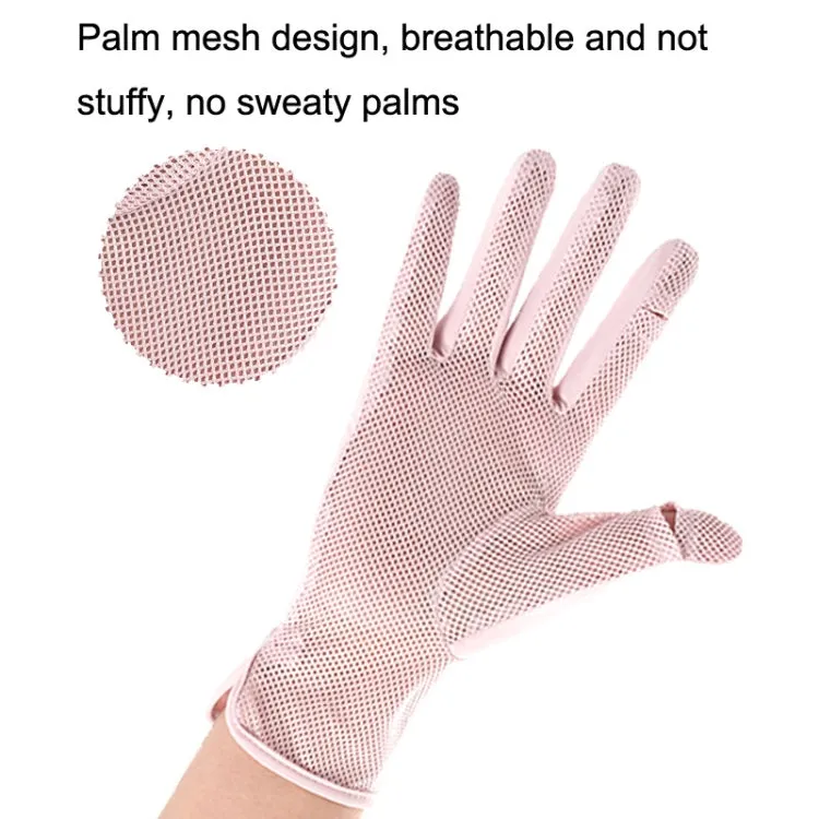 1pair Summer Sunscreen Breathable Thin Anti-ultraviolet Finger Fishing Ice Silk Gloves Free Size(Smoke Gray)