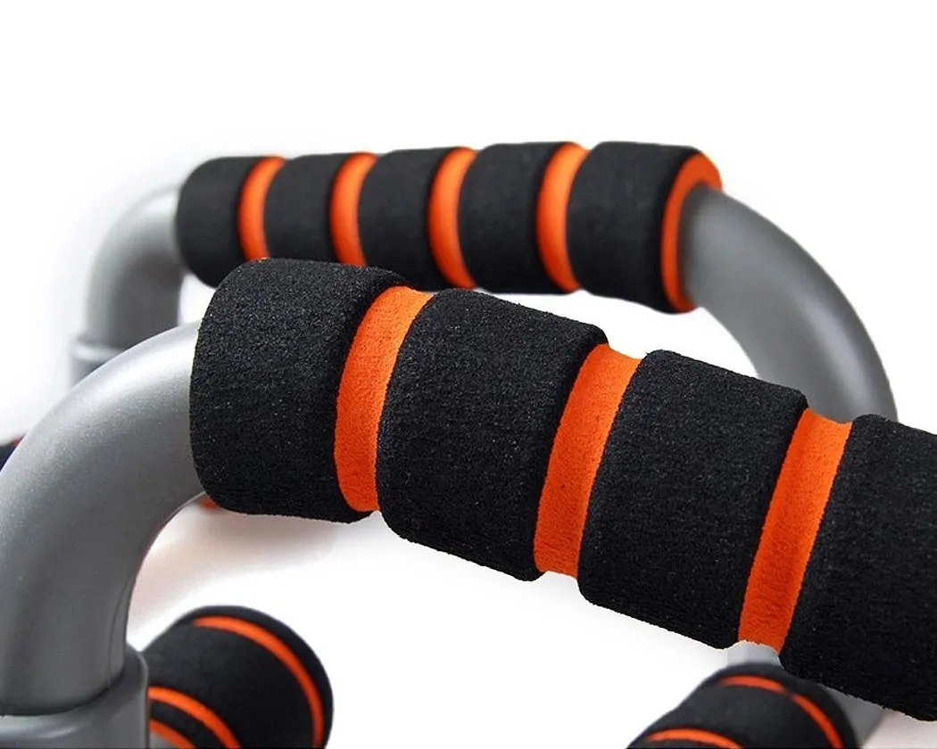 2 Pieces Foam Handle Push up Bars for Strength Training - Orange and Black