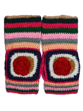 2020 New Multicolour Floral Design Woollen Handmade Fingerless Gloves