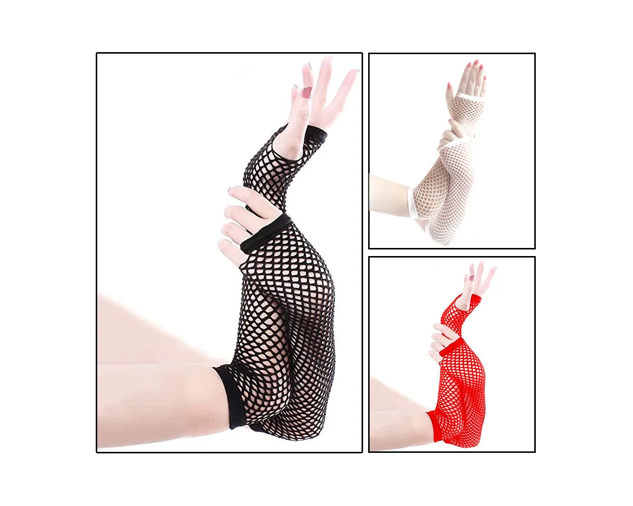 3 Pairs Fishnet Gloves for Woman