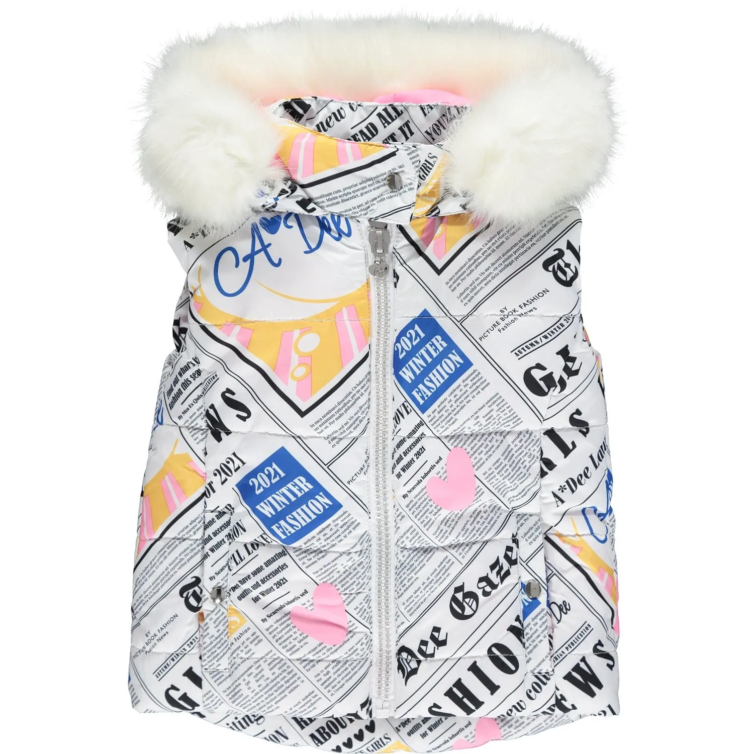 A DEE - Gazette Newspaper Gilet - White