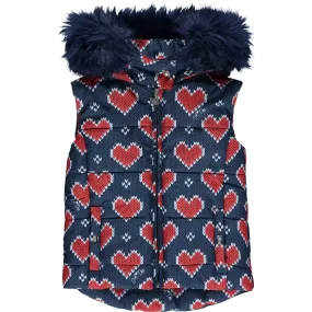 A DEE - Heart Print Gilet - Navy