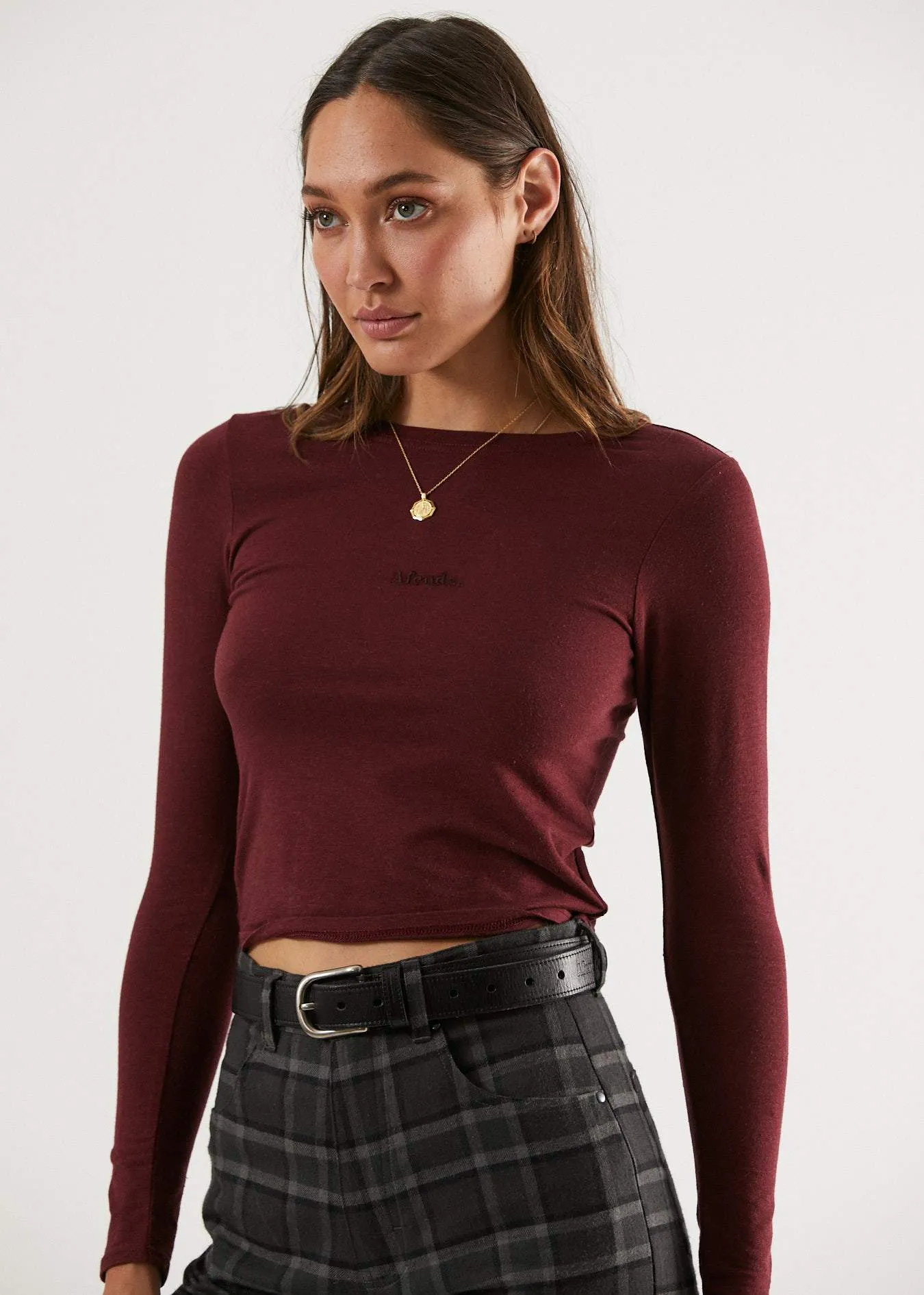 Afends Womens Eve - Hemp Long Sleeve Top - Port