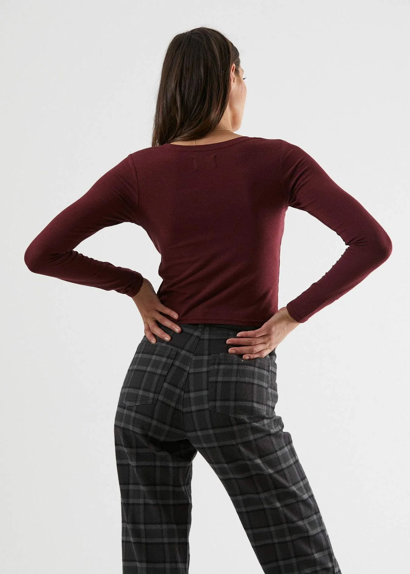 Afends Womens Eve - Hemp Long Sleeve Top - Port