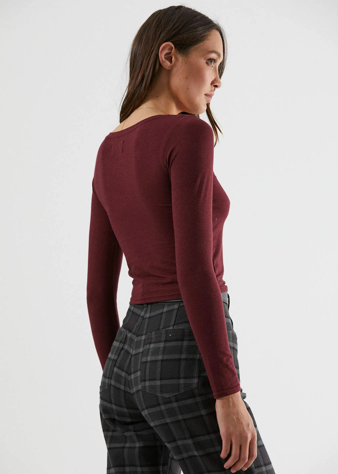 Afends Womens Eve - Hemp Long Sleeve Top - Port