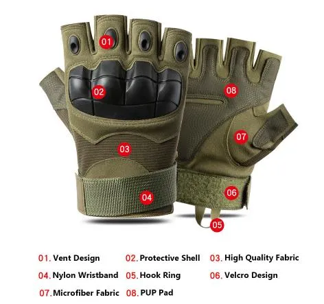 Airsoft Tactical Military Cycling Outdoor Combat Gloves Fingerless Size M-XL 3 Colours ATG002