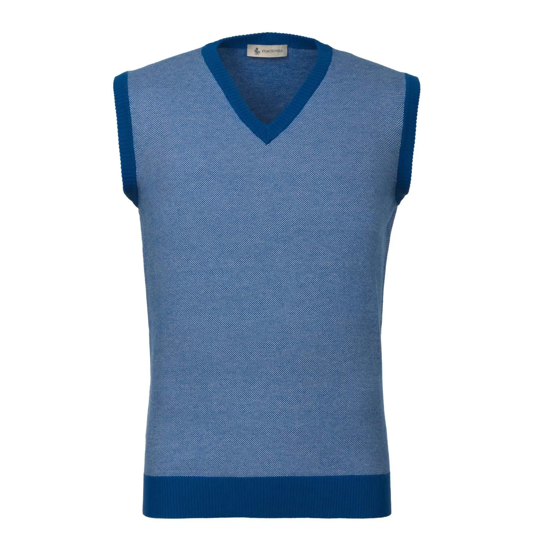 All-Over Monogram V-Neck Cotton Gilet in Blue