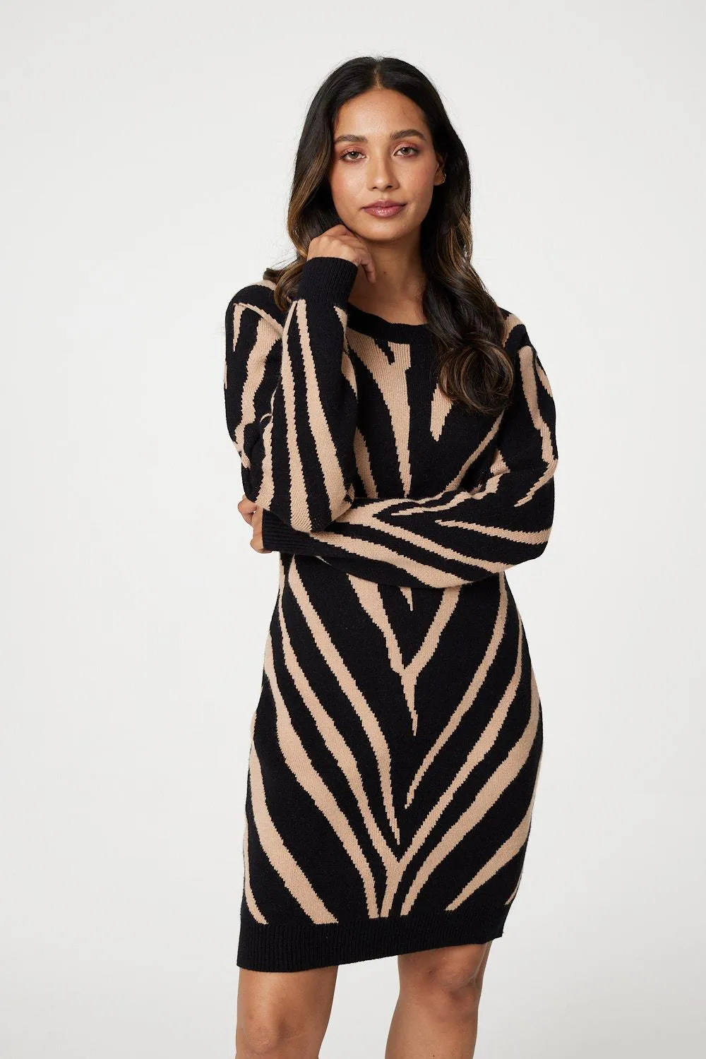 Animal Print Short Knit Dress