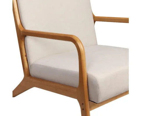 Armchair Lounge Chair Accent Armchairs Couch Sofa Bedroom Beige Wood