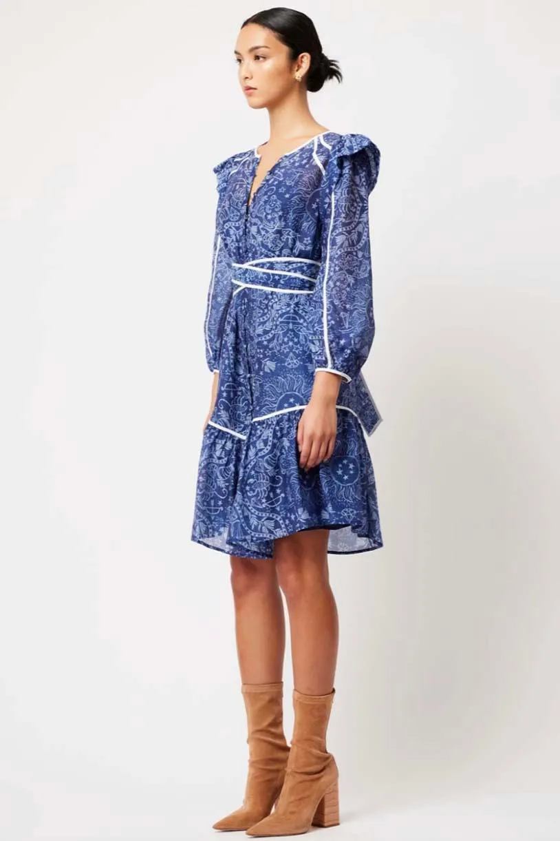 Astra Cotton Silk Dress | Zodiac Print