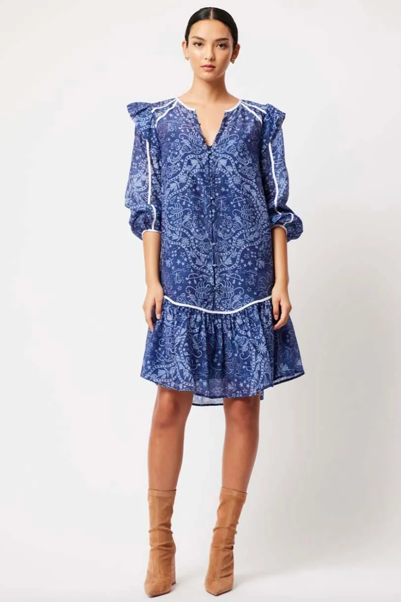 Astra Cotton Silk Dress | Zodiac Print