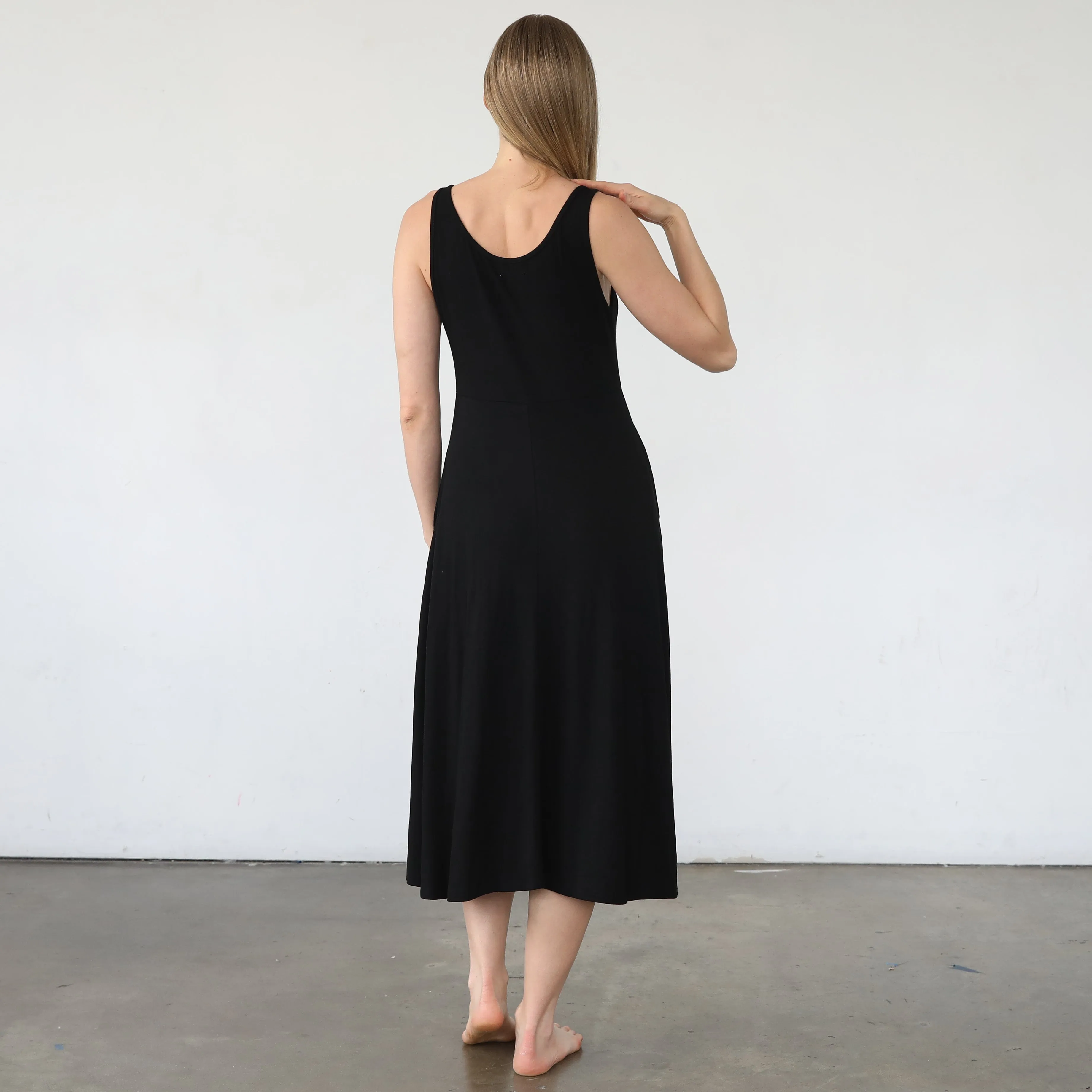 Audrey Softest Rib Nursing & Pregnancy Tank Dress (Noir)