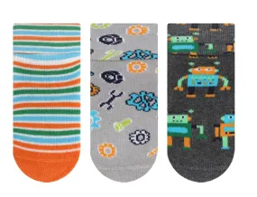 Baby Boy Anti-Slip Terry Socks Robots 3Pk (6-18mths)