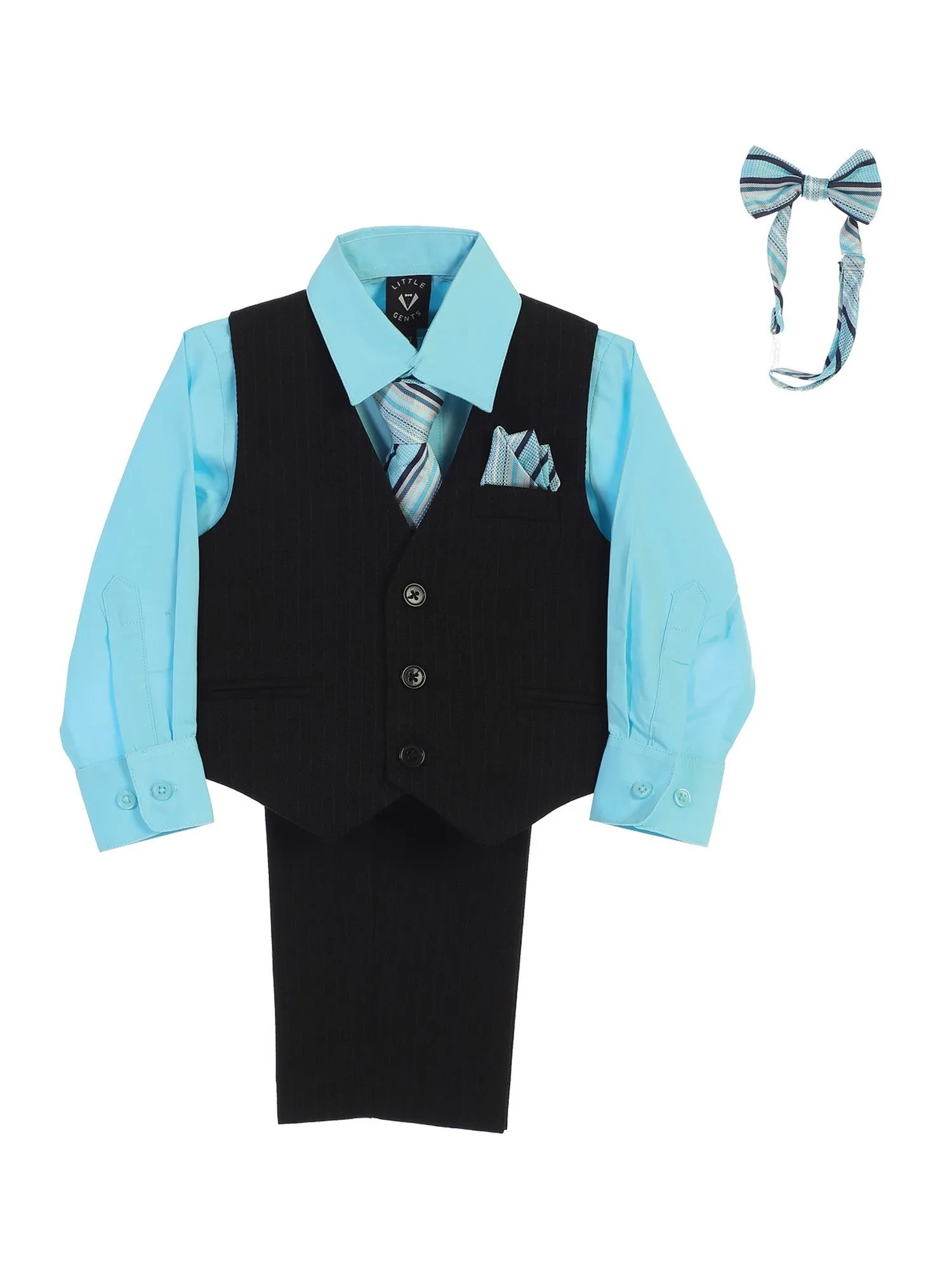 Baby Boys Hawaiian Blue Shirt Zipper Tie Bow Tie Vest Pant Set 6-24M