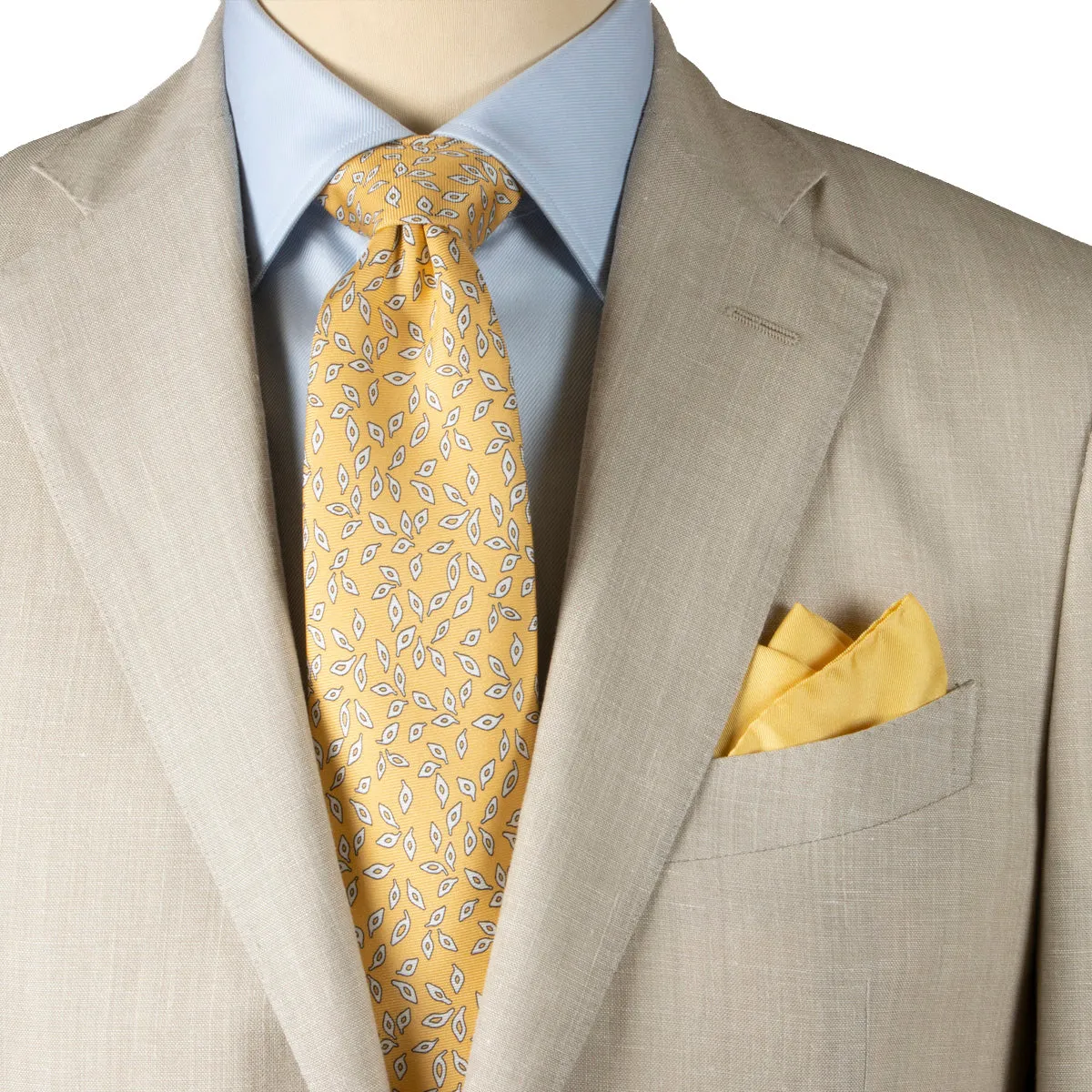 Beige Linen, Wool & Silk Two Piece Suit