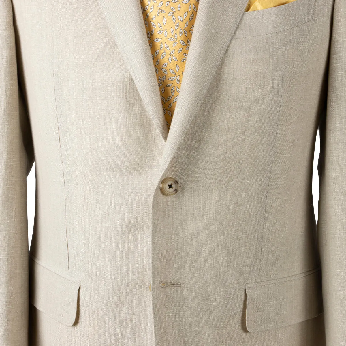 Beige Linen, Wool & Silk Two Piece Suit