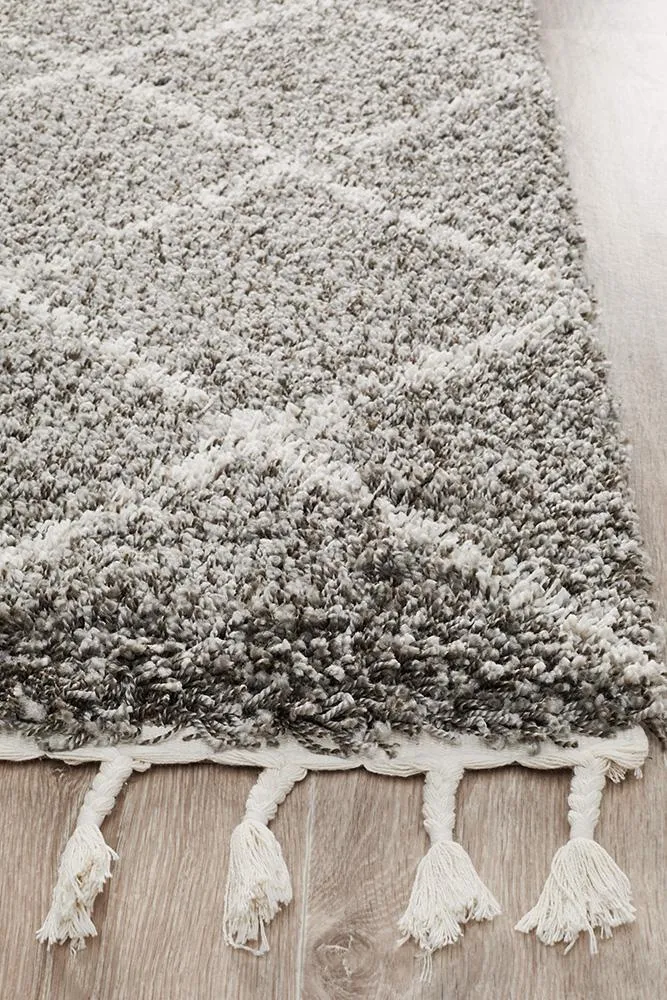 Bella fringed Grey Runner Rug