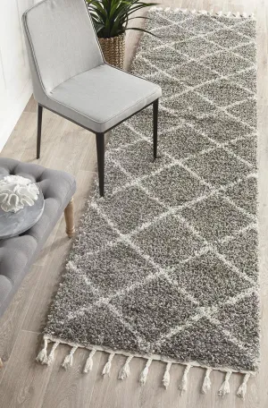 Bella fringed Grey Runner Rug