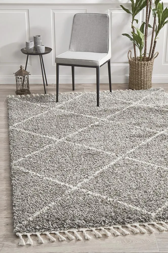 Bella Grey Fringed Rug 230X160CM