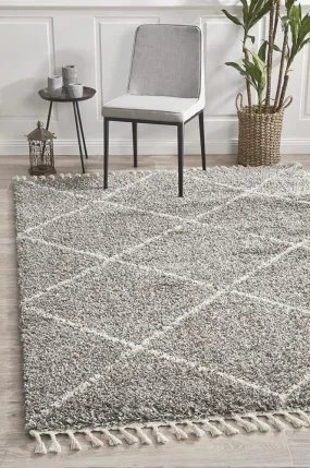 Bella Grey Fringed Rug 230X160CM