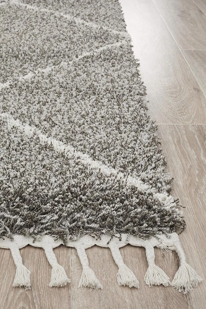 Bella Grey Fringed Rug 230X160CM