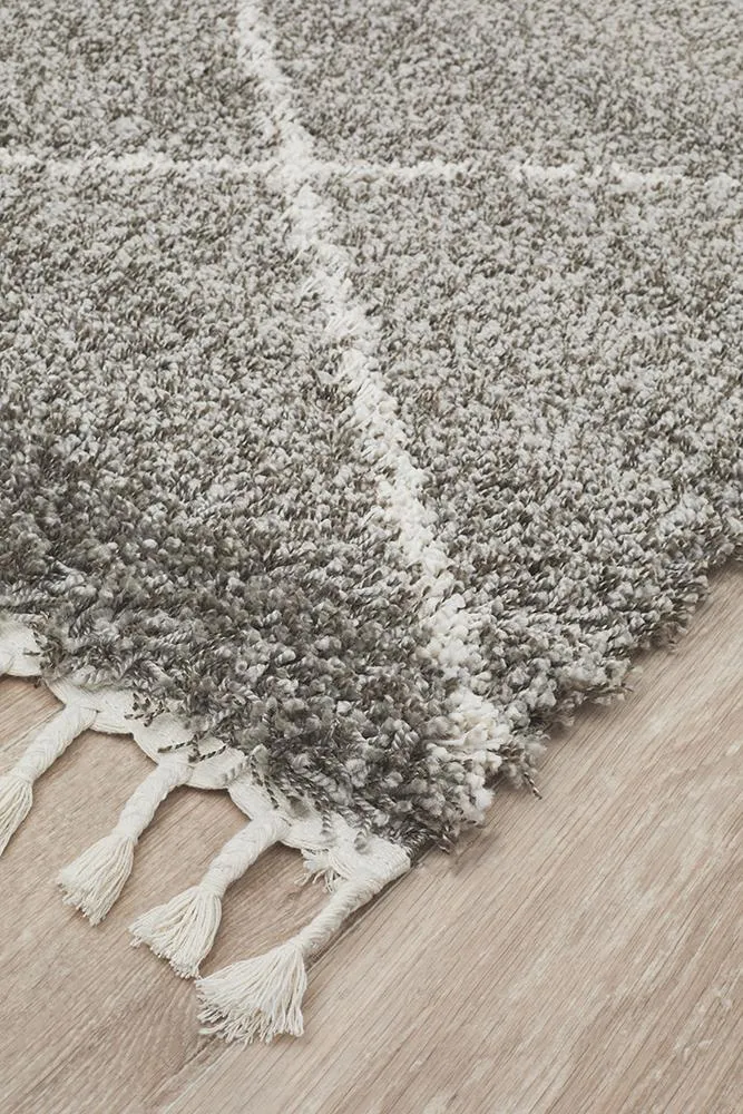 Bella Grey Fringed Rug 230X160CM