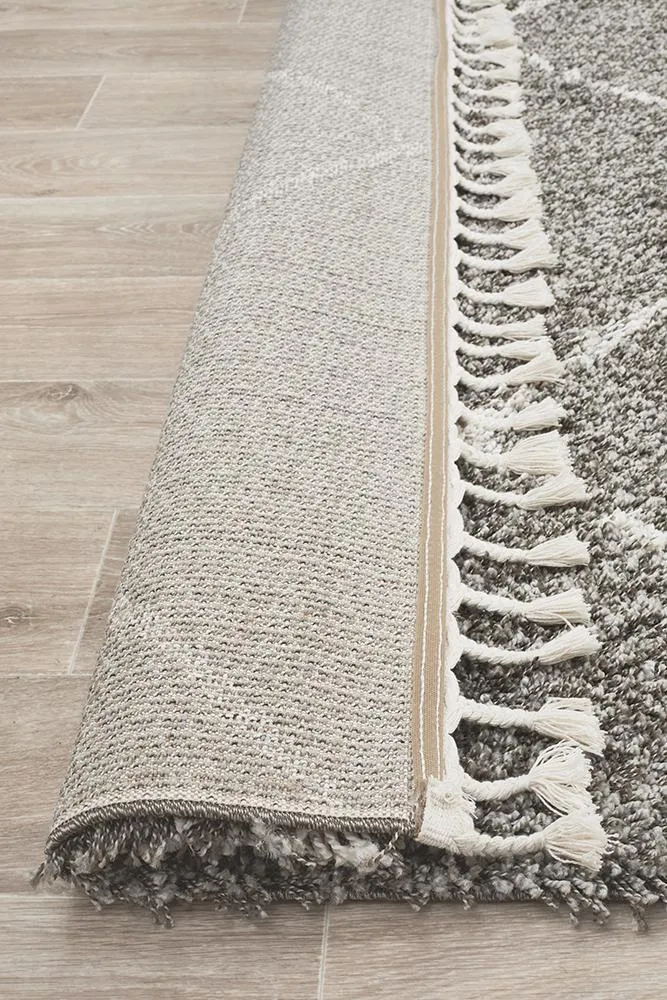 Bella Grey Fringed Rug 230X160CM