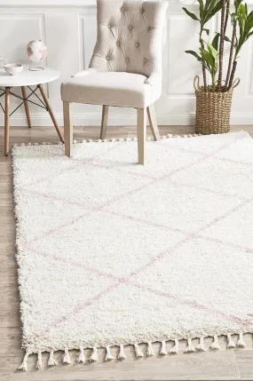 Bella Pink Fringed Rug-200X290M