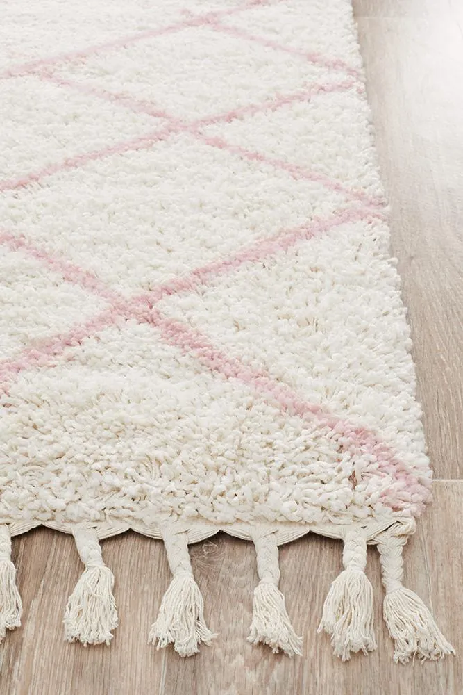 Bella Pink Fringed  Runner Rug