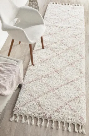 Bella Pink Fringed  Runner Rug