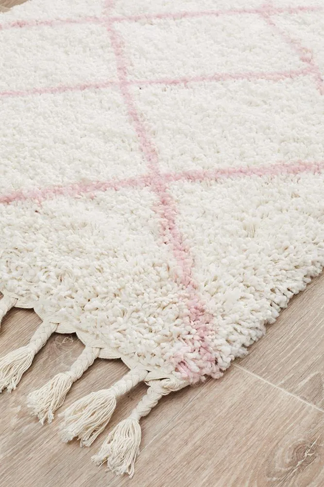 Bella Pink Fringed  Runner Rug