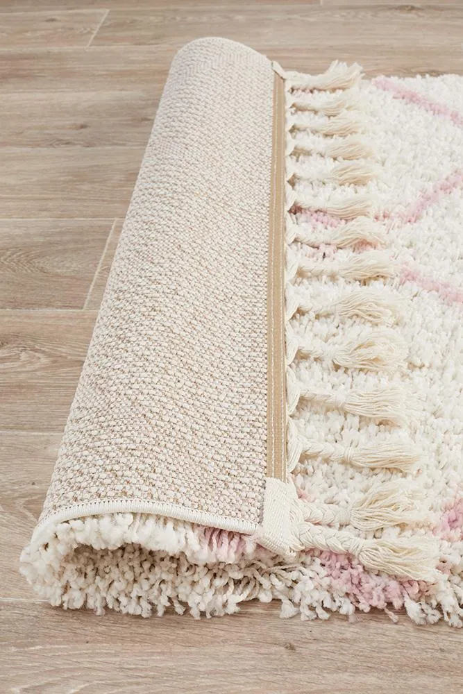 Bella Pink Fringed  Runner Rug