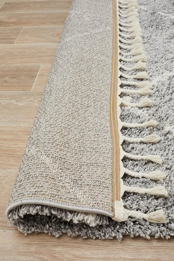 Bella Silver Fringed Rug-200X290 CM