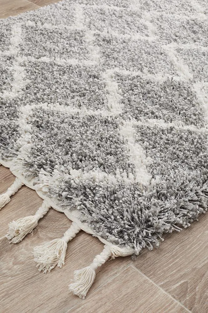 Bella Silver Fringed Runner Rug