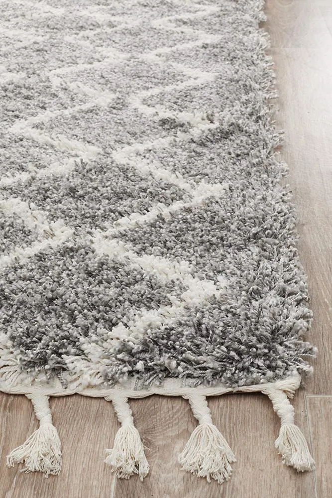 Bella Silver Fringed Runner Rug