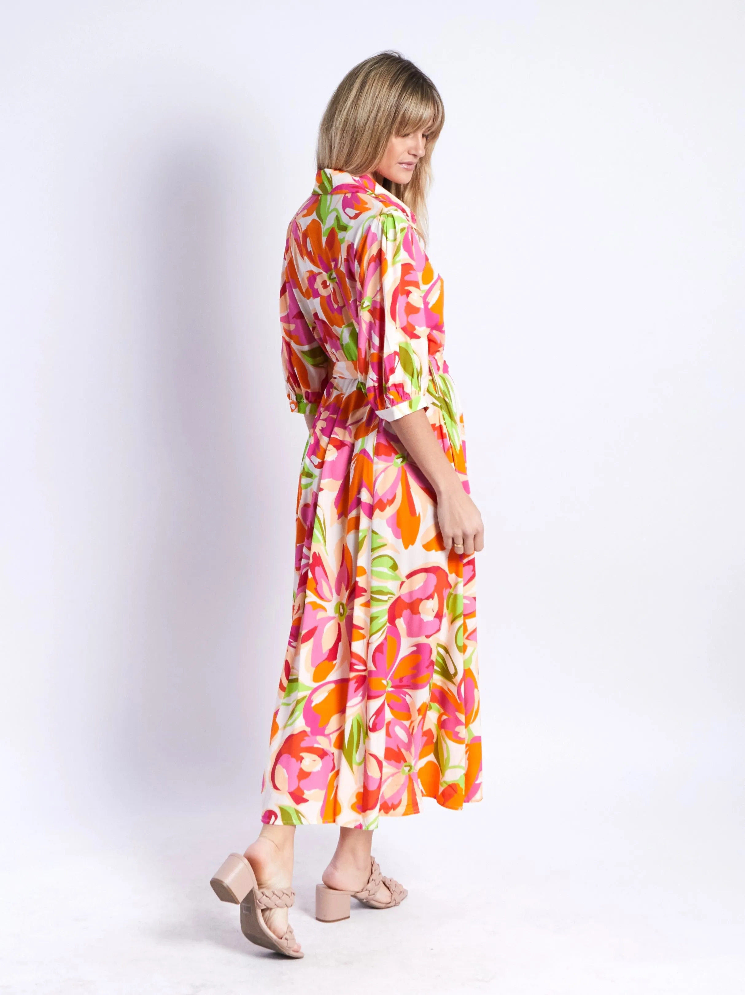 Bianca Dress - Orange Floral