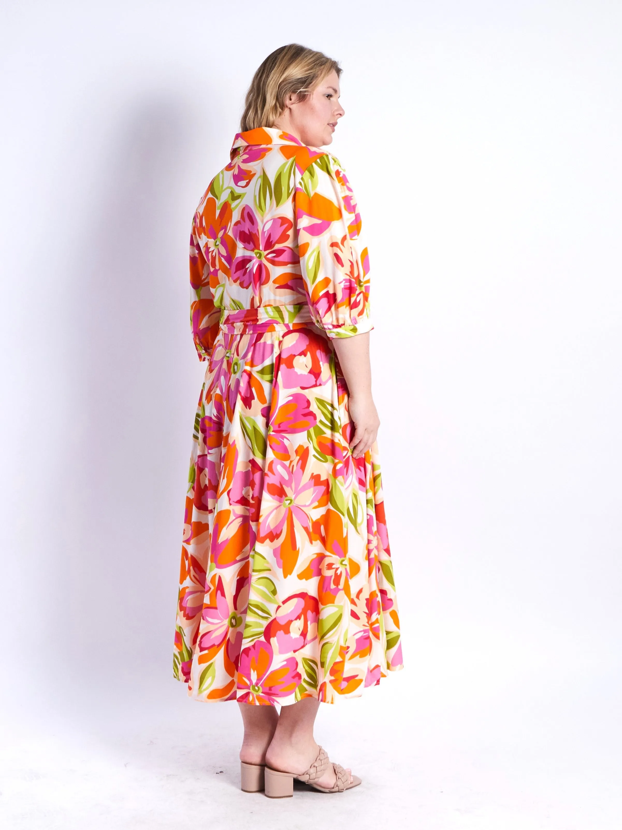 Bianca Dress - Orange Floral