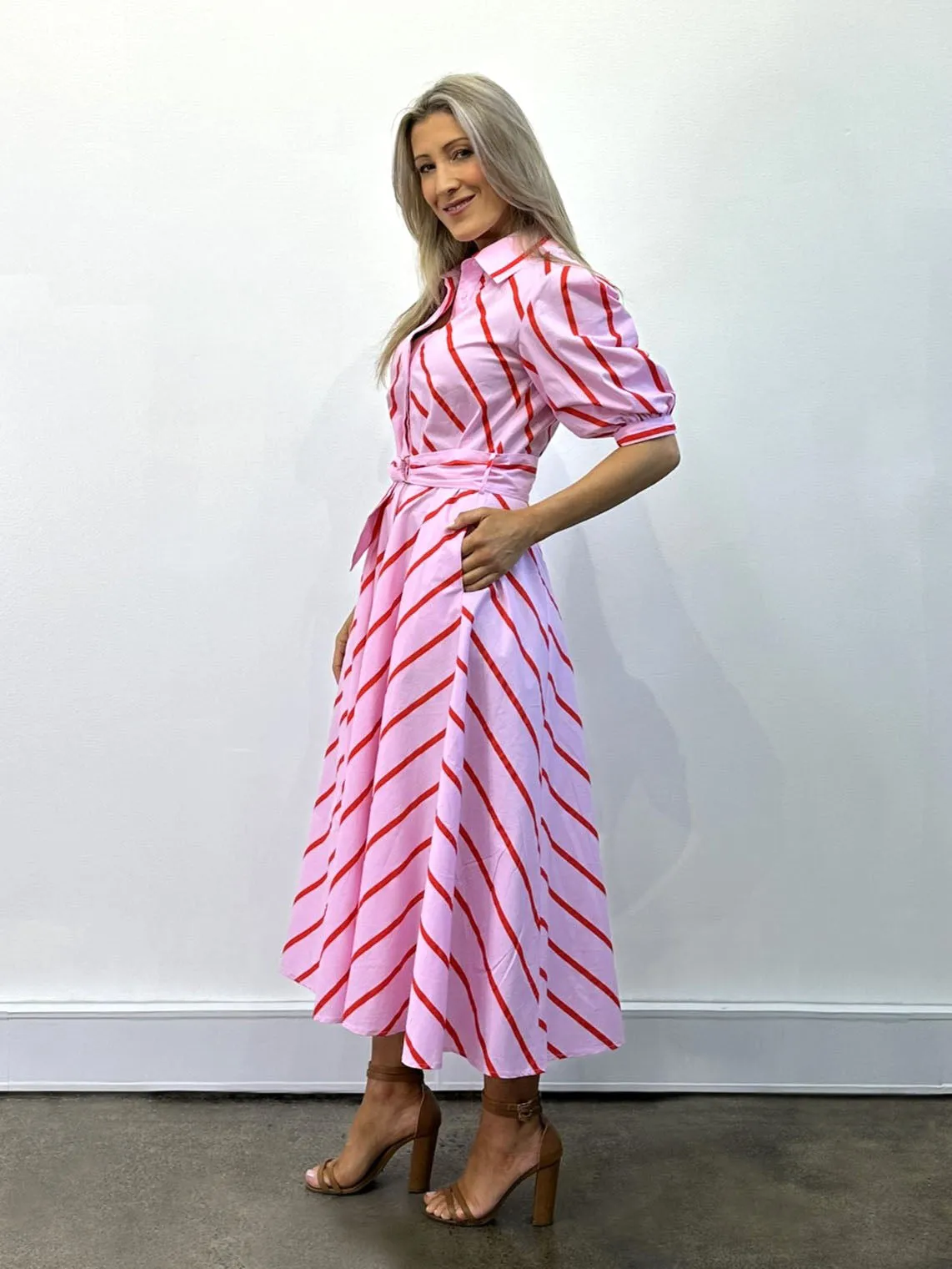 Bianca Dress - Pink Stripes