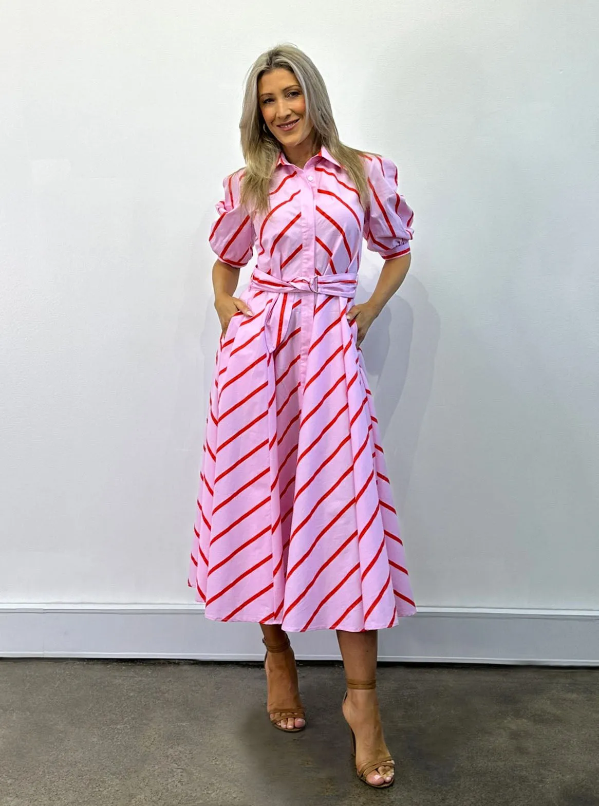 Bianca Dress - Pink Stripes