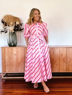 Bianca Dress - Pink Stripes