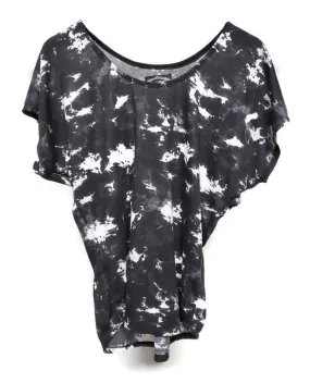 Black and Cream Tie Dye Print Dolman Top