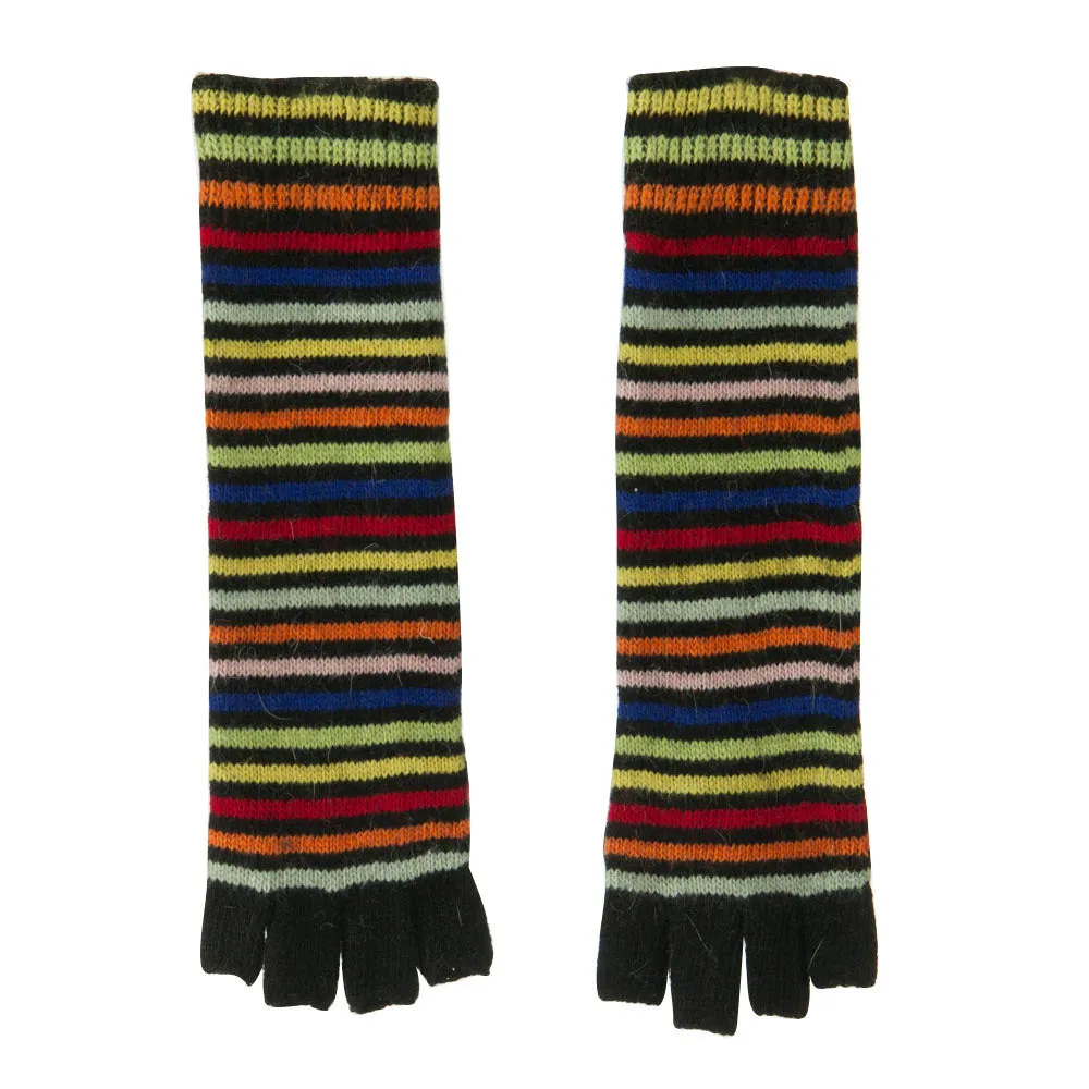 Black Bright Striped Fingerless Glove