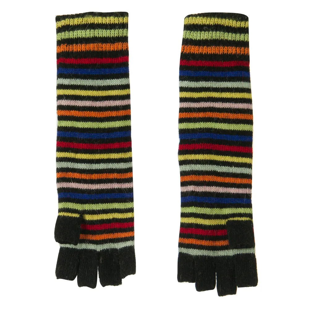 Black Bright Striped Fingerless Glove