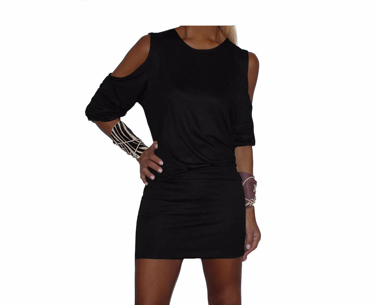 Black Cold Shoulder Dress - The Avenue Montaigne