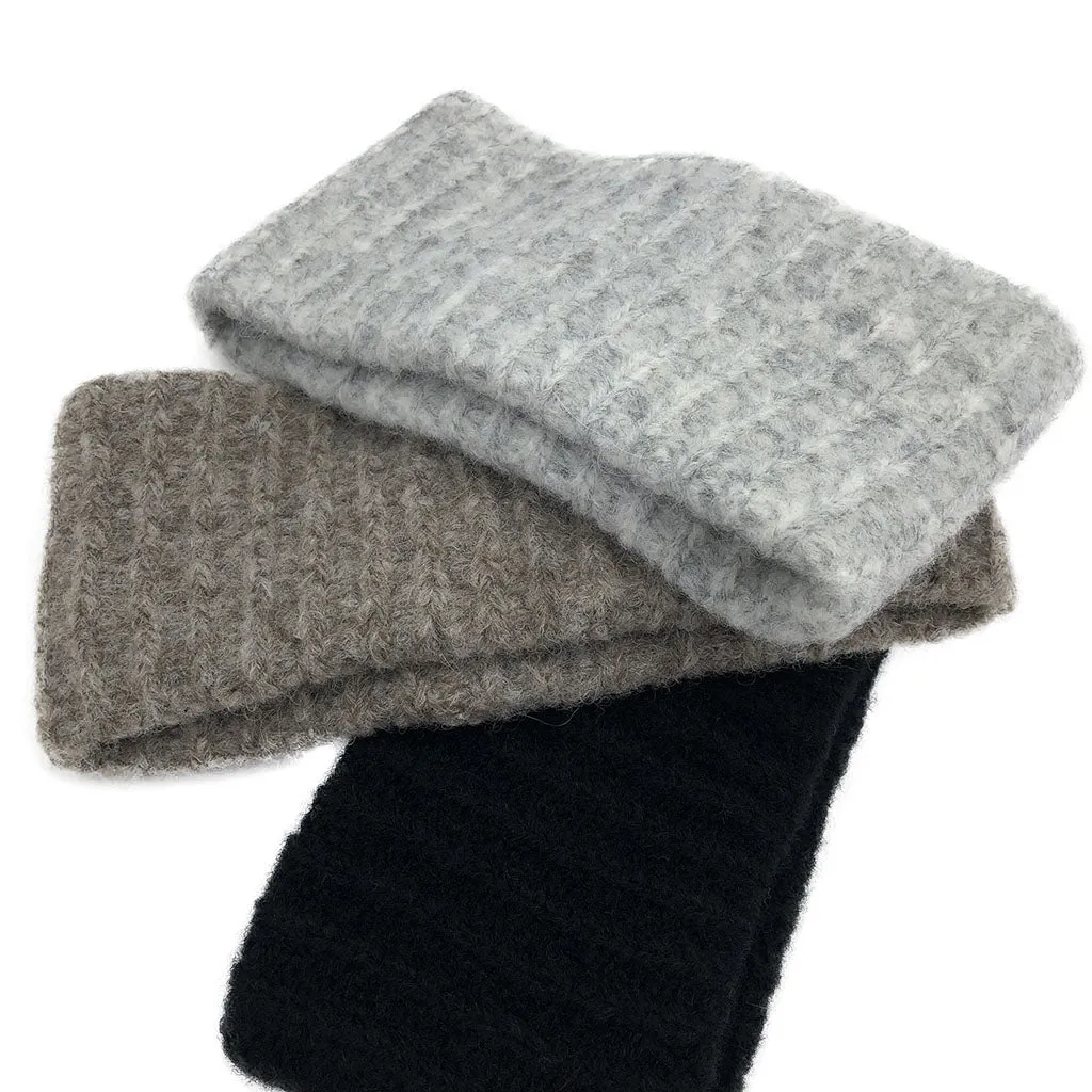 Black Ribbed Alpaca Ear Warmer by SLATE   SALT