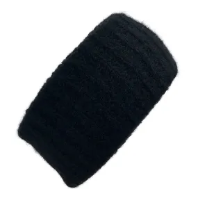 Black Ribbed Alpaca Ear Warmer by SLATE   SALT