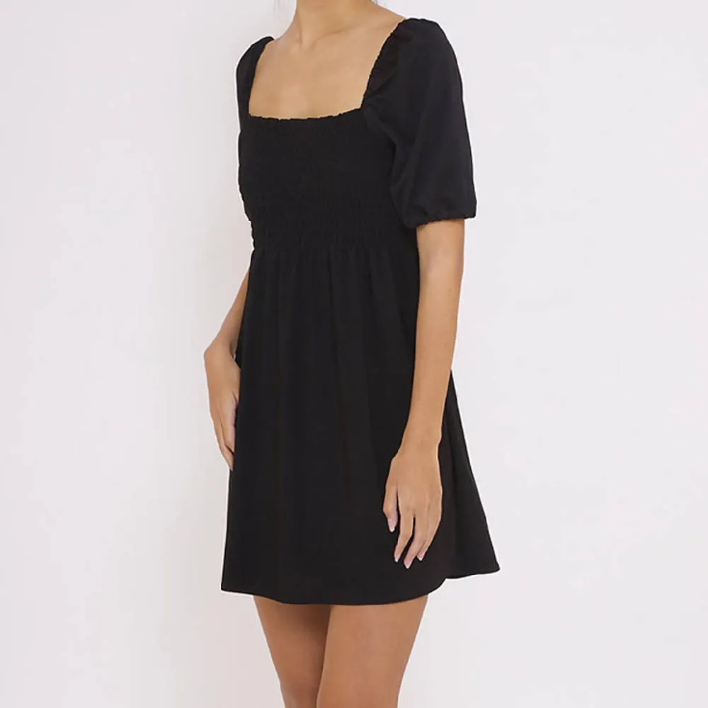 Black Square Neck Knit Dress