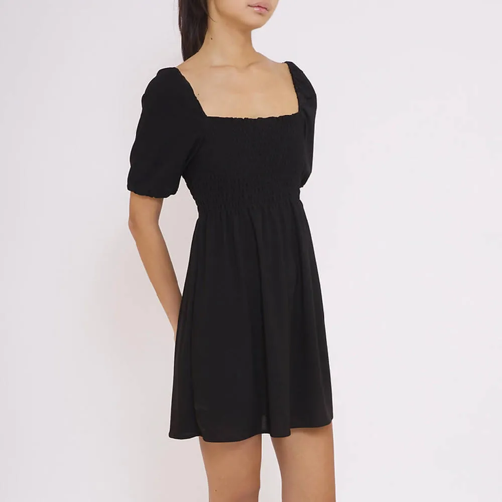 Black Square Neck Knit Dress