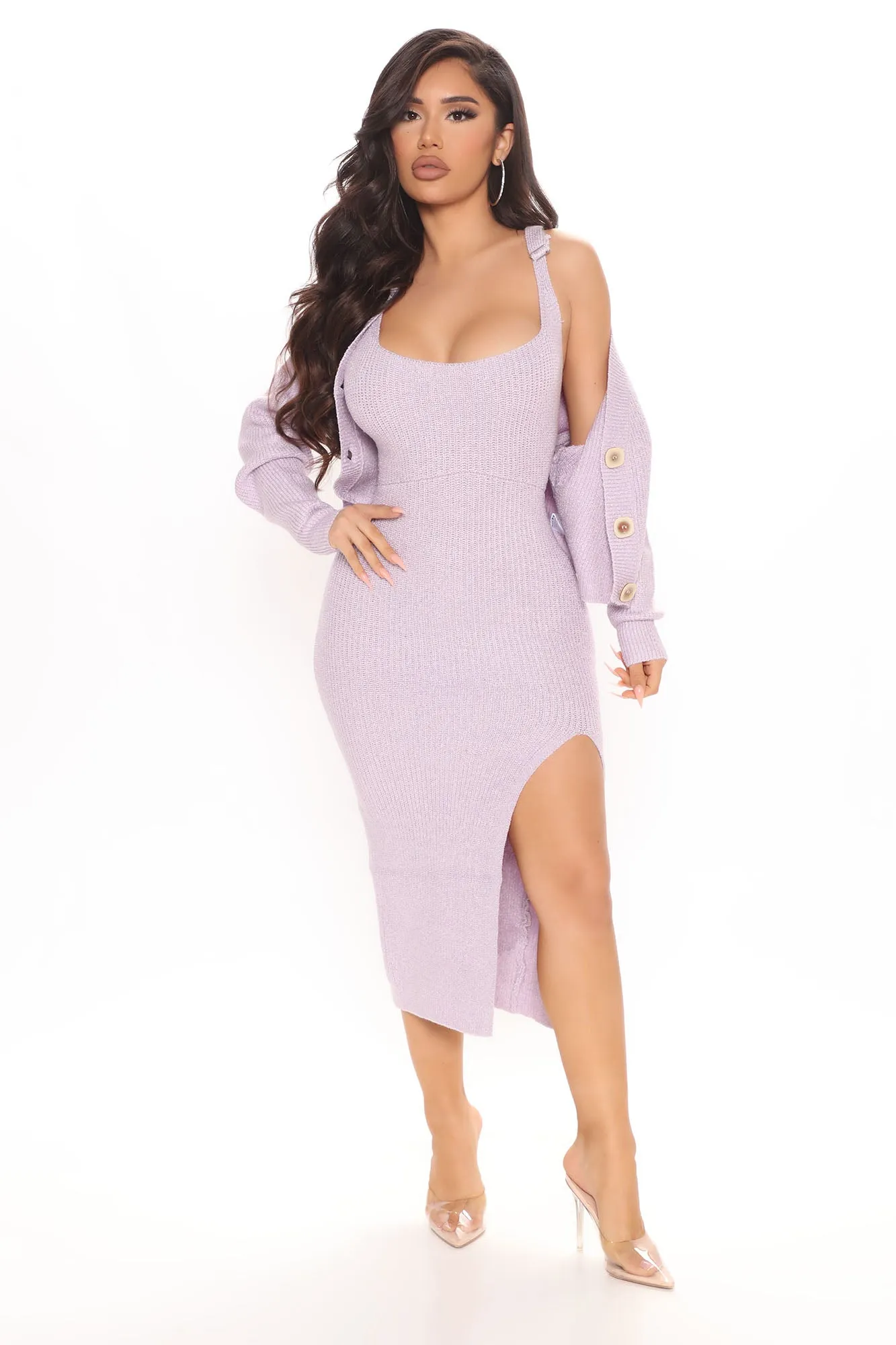 Blakely Sweater Midi Dress Set - Lavender